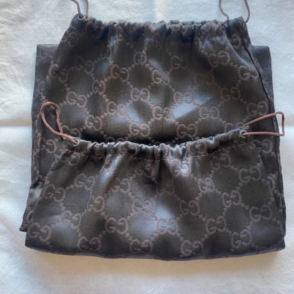 GUCCI drawstring travel shoe bags (2) with discreetly etched logo